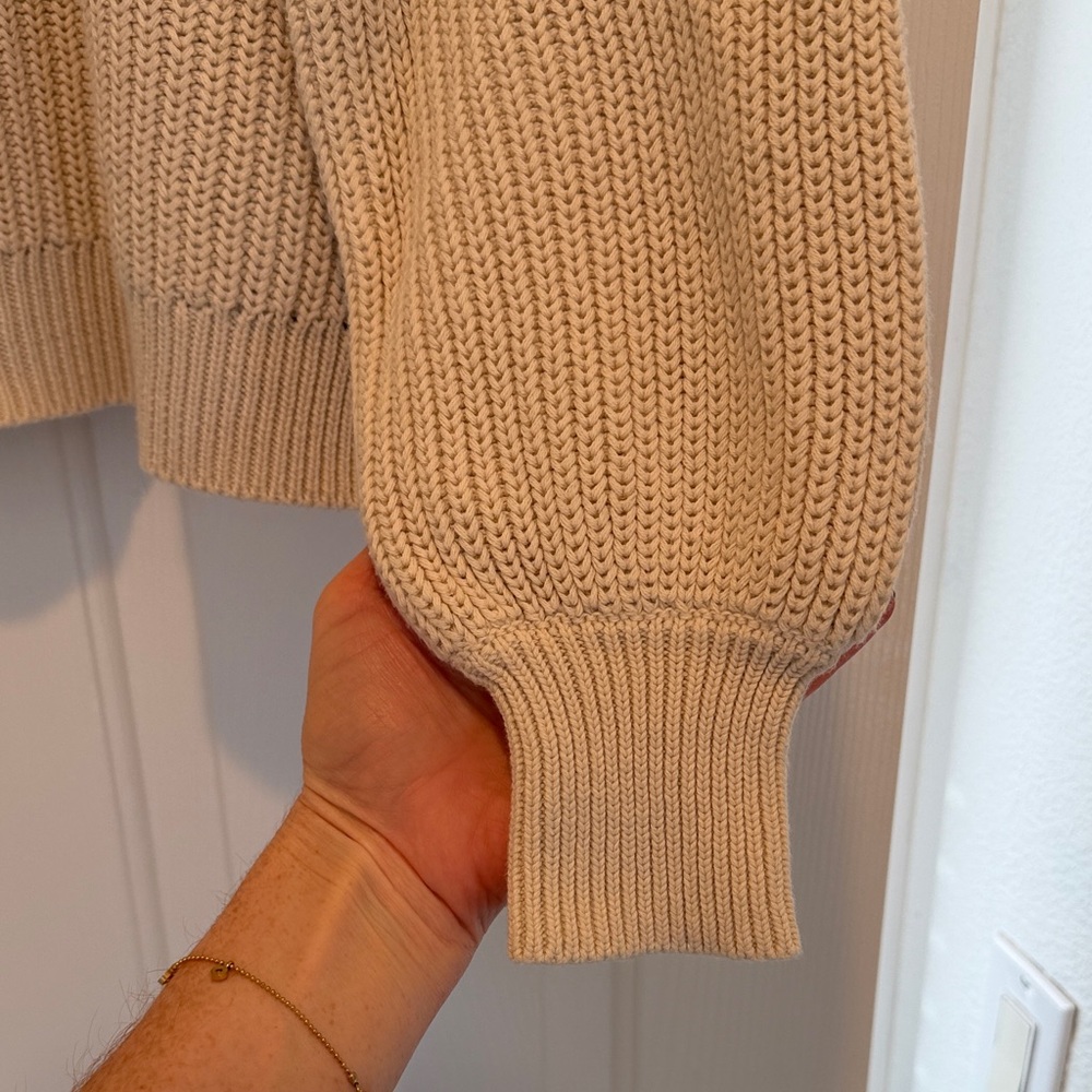 GAP Women's Beige Shaker Stitch Knit Mock neck Sweater - Picture 3 of 7